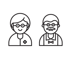 doctor and old man profile avatar vector set