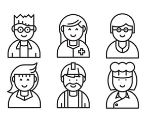 job and profession profile avatar vector set