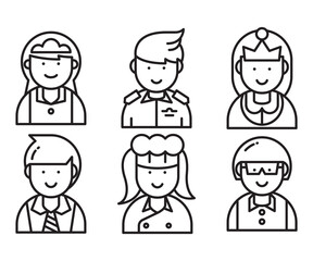 job and profession profile avatar vector set