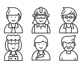 job and profession profile avatar vector set