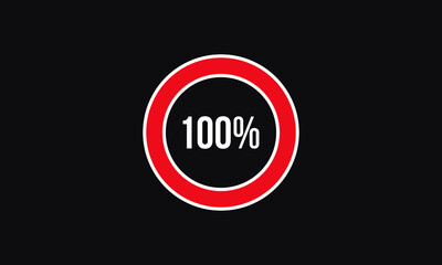 Circle Percentage Diagrams Showing 100% Ready-to-use for web Design, user interface (UI) or Infographic - Indicator with Red