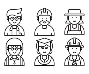 occupation and profession profile avatar vector set