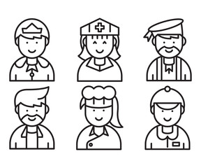 occupation and profession profile avatar vector set