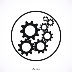 Cogwheel gear mechanism icon. Flat design style. Mechanism silhouette. Simple circle icon. Modern flat icon . Web site page and mobile app design vector element.