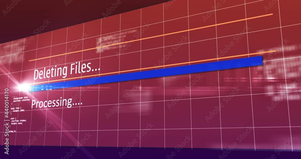 Poster animation of deleting files text digital interface flickering on screen