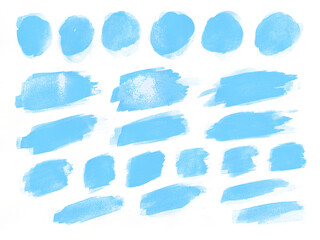 Fototapeta na wymiar Set of blue brush strokes watercolor design elements