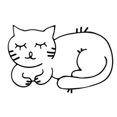 Cat hand drawn outline doodle icon. Domestic animal - cat vector sketch illustration for print, web, mobile and infographics isolated on white background. Doodle cartoon style.