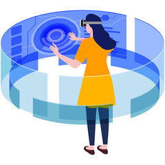 Business woman using VR technology