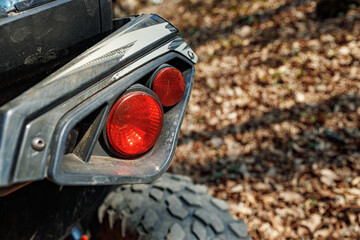 All-terrain tire on wheel of ATV car