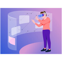 Businessman working using VR Tech