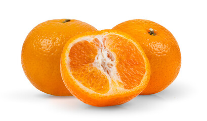 Tangerine or clementine on white background