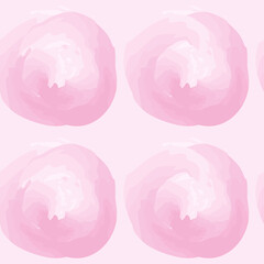 Abstract pink circles, watercolor paint, seamless pattern. Vector illustration