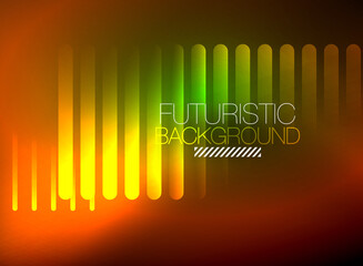 Bright neon color techno abstract background, shiny glowing neon lines in the dark background