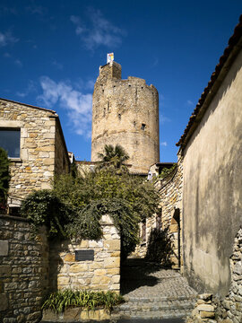 View on donjon of Montpeyroux village, Puy de Dome department, France
