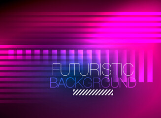 Bright neon color techno abstract background, shiny glowing neon lines in the dark background