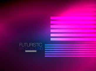 Bright neon color techno abstract background, shiny glowing neon lines in the dark background