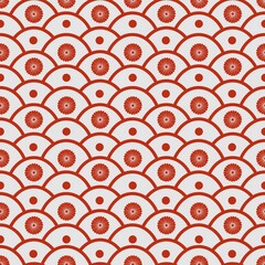 Fototapeta premium Japanese wave and floral-inspired seamless pattern