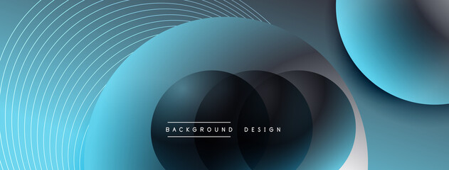 Gradient circles with shadows. Vector techno abstract background. Modern overlapping forms wallpaper background, design template