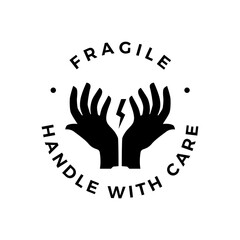 fragile handle with care hand glass logo vector icon illustration