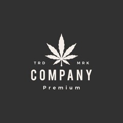 cannabis leaf hipster vintage logo vector icon illustration