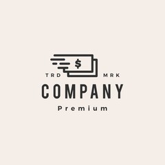 quick fast money hipster vintage logo vector icon illustration