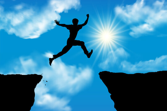 Man Jump, Symbol of Success, Achievements, Jumping in Hill