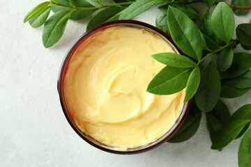 Skin care scrub concept on white textured background