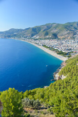 Obraz premium Alanya Cleopatra Beach and Marina view from Alanya Castle in Antalya, Turkey.