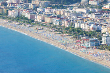 Fototapeta premium Alanya Cleopatra Beach and Marina view from Alanya Castle in Antalya, Turkey.