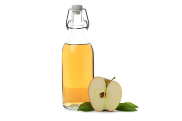 Homemade apple vinegar isolated on white background