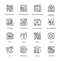 Fototapeta premium E-Commerce Outline Icons - Stroked, Vectors