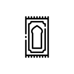 Islamic prayer mat Vector icon in Outline Style. Sajadah is an Islamic rug for Muslim prayer. Vector illustration icons can be used for applications, websites, or part of a logo.