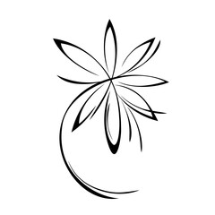 ornament 1821. one stylized blooming flower on a short stalk without leaves in black lines on a white background