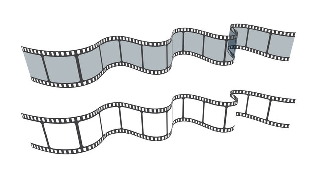 Set of blank cinema film strip frames. Film strip in perspective.Art design filmstrip for advertisement, brochure, banner, flyer. Vector illustration template for cinema festival or presentation. - Powered by Adobe
