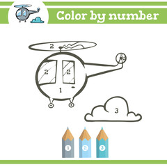 Naklejka premium Color by numbers. Coloring page for preschool children. Learn numbers for kindergartens and schools. Educational game. Vector illustration