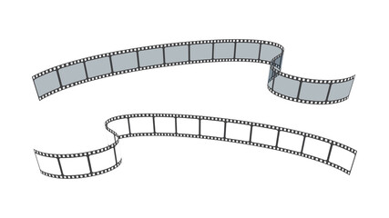 Fototapeta premium Set of film strip for camera or projector isolated on white background. Sketch empty frame film strip for festival. Art design elements for brochure, leaflet, poster, flyer, banner, advertisement.