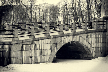 Old stone bridge black and white