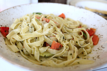 Fettuccine pasta with vegetables