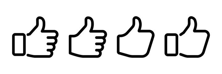 Like symbol. Hand with thumb up. Vector illustration in outline style - obrazy, fototapety, plakaty