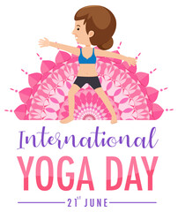 International Yoga Day banner with woman doing yoga exercise