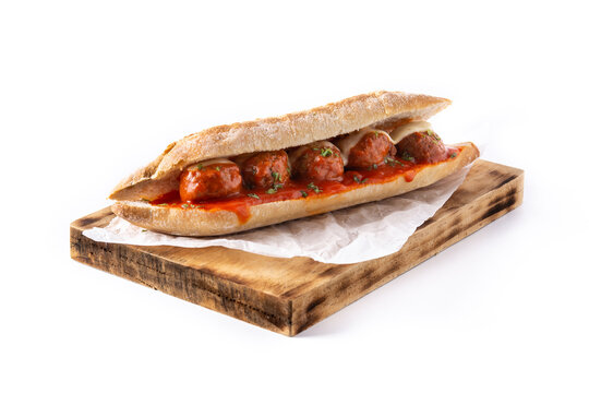 Meatball Sub Sandwich Isolated On White Background