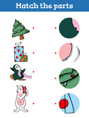 Match the part Educational game for children. Cartoon. Vector illustration