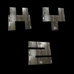 Obraz premium Sci-fi metal panel alphabet - letters X-Z