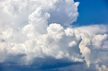 Abstract image of blurred sky. Blue sky background with cumulus clouds