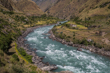 Karnali River in Nepal. Free flowing wind and scenic River in Nepal.