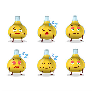 Cartoon character of tej with sleepy expression