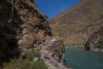 Karnali River in Nepal. Free flowing wind and scenic River in Nepal.