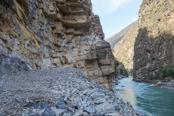 Karnali River in Nepal. Free flowing wind and scenic River in Nepal.