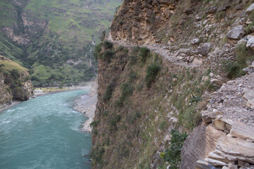 Karnali River in Nepal. Free flowing wind and scenic River in Nepal.