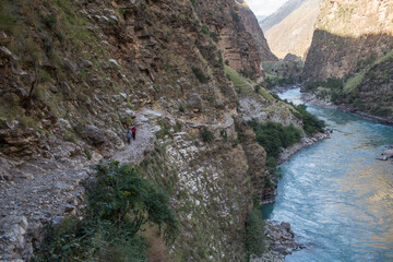 Karnali River in Nepal. Free flowing wind and scenic River in Nepal.